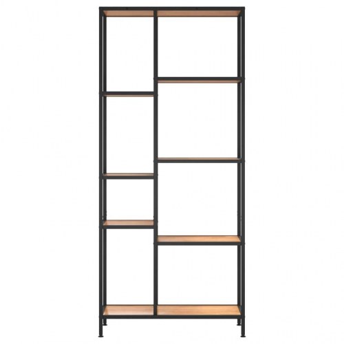 Bogreol 80×30×180 cm - stålstel og konstrueret træ, lysebrun/sort