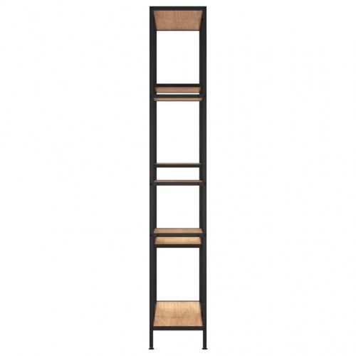 Bogreol 80×30×180 cm - stålstel og konstrueret træ, lysebrun/sort