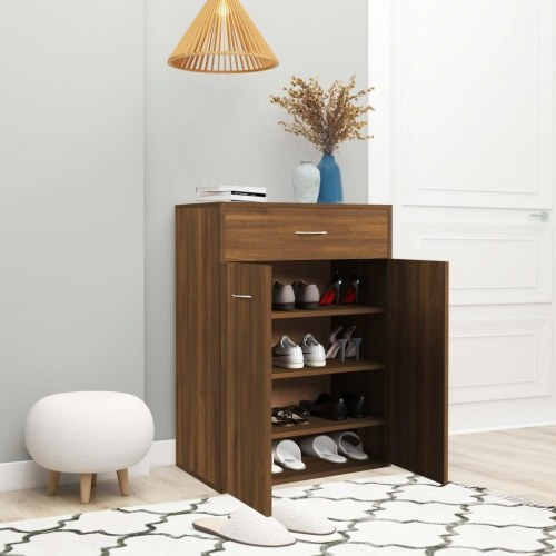 Skoskab 60x35x84 cm konstrueret træ brun egetræ