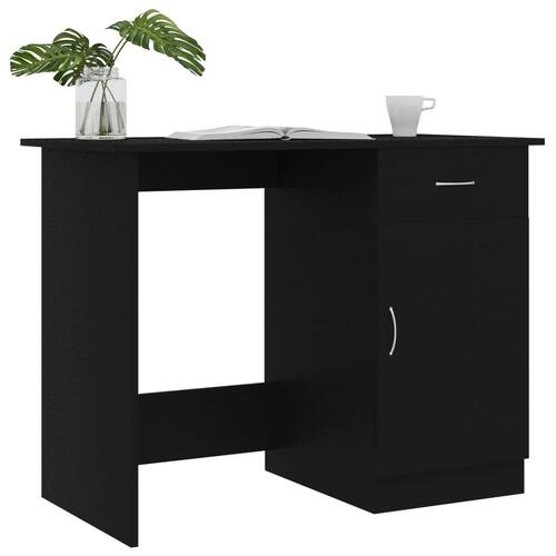 Skrivebord 100x50x76 cm konstrueret træ sort