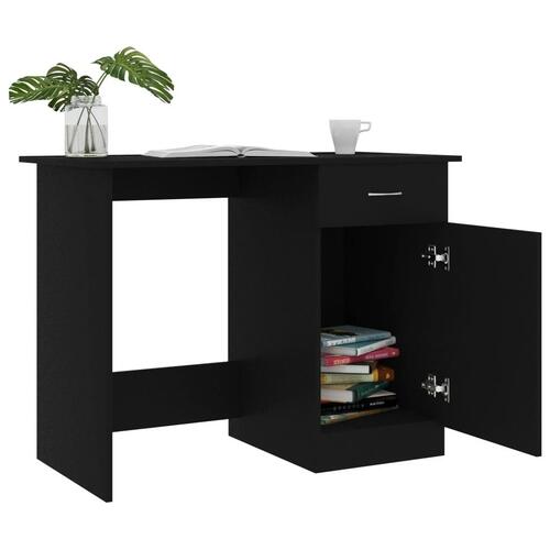 Skrivebord 100x50x76 cm konstrueret træ sort