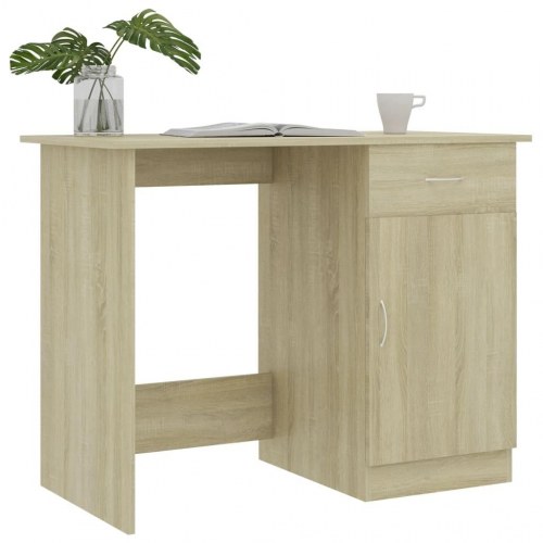 Skrivebord 100 × 50 × 76 cm i konstrueret træ - sonoma-eg