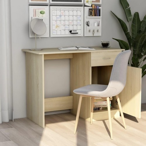 Skrivebord 100 × 50 × 76 cm i konstrueret træ - sonoma-eg