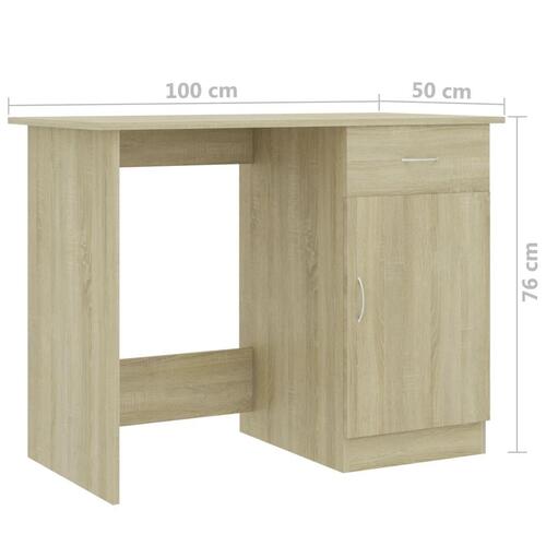 Skrivebord 100x50x76 cm konstrueret træ sonoma-eg