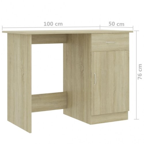 Skrivebord 100 × 50 × 76 cm i konstrueret træ - sonoma-eg