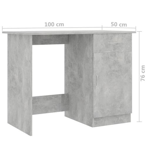 Skrivebord 100x50x76 cm konstrueret træ betongrå