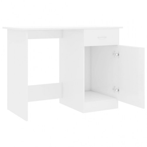 Skrivebord 100x50x76 cm konstrueret træ hvid højglans