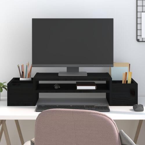 Skærmholder 70x27,5x15 cm massivt fyrretræ sort