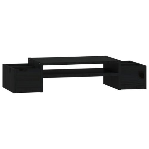 Skærmholder 70x27,5x15 cm massivt fyrretræ sort