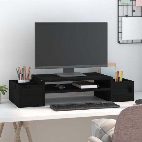 Skærmholder 70x27,5x15 cm massivt fyrretræ sort