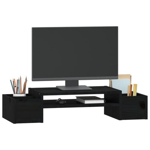 Skærmholder 70x27,5x15 cm massivt fyrretræ sort