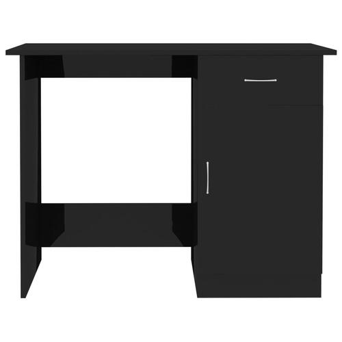 Skrivebord 100x50x76 cm konstrueret træ sort højglans
