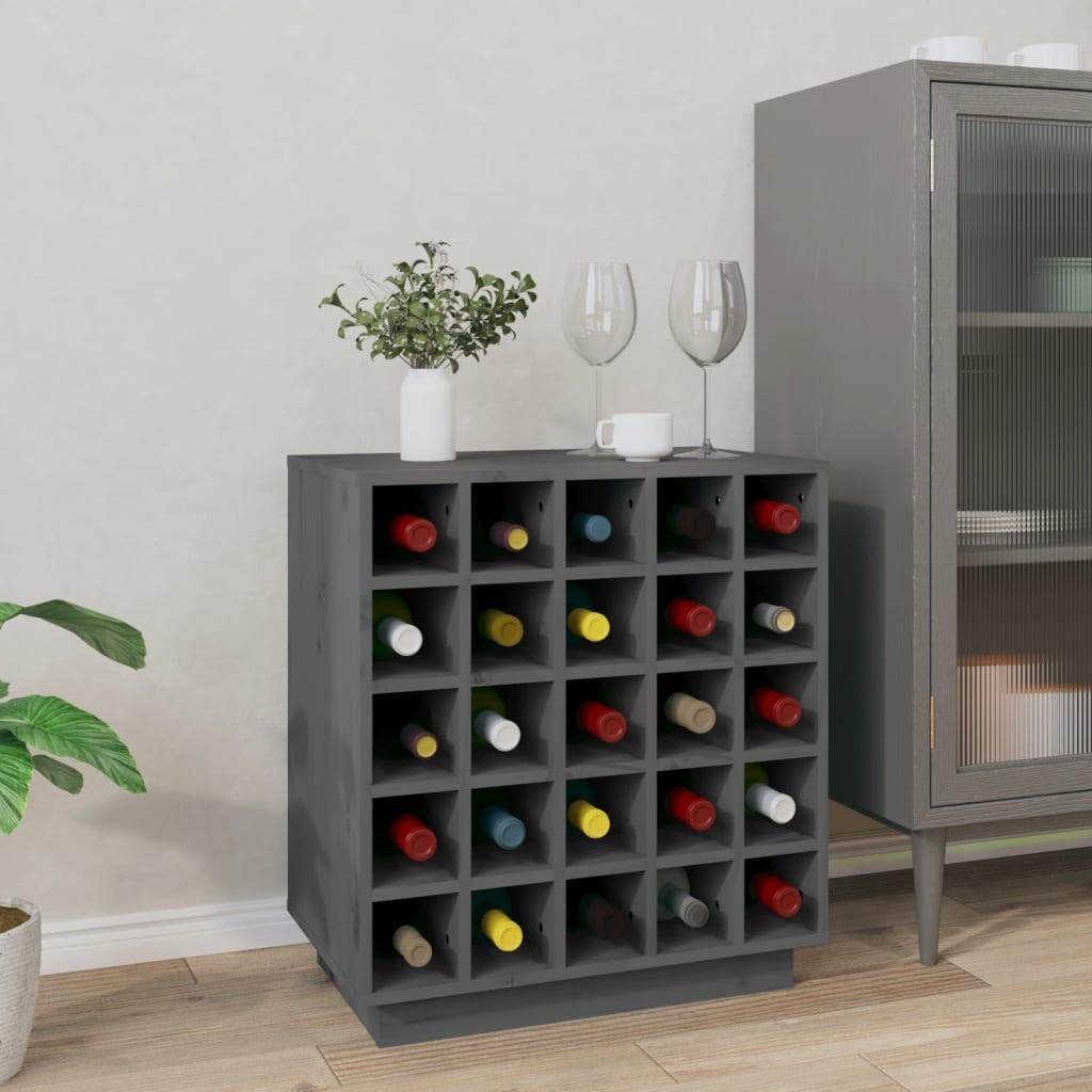 Vinreol 5x34x61 Massivt Fyrretræ Grå
