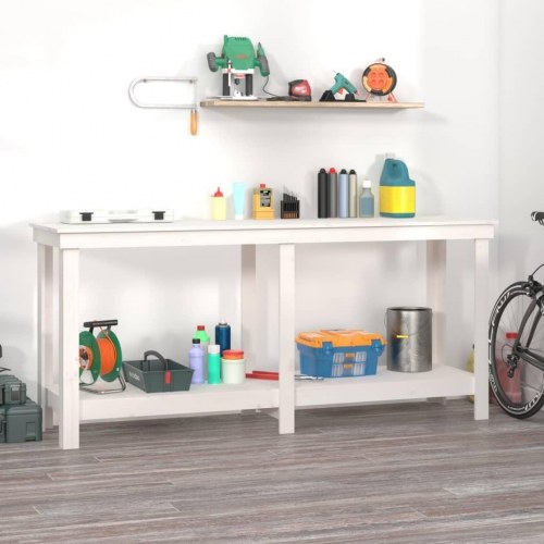 Arbejdsbord i massivt fyrretræ - hvid 180 × 50 × 80 cm