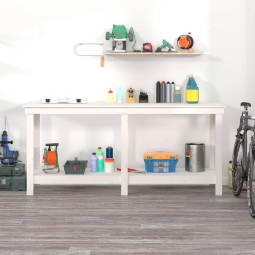 Arbejdsbord i massivt fyrretræ - hvid 180 × 50 × 80 cm