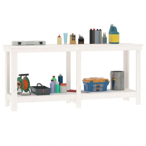 Arbejdsbord i massivt fyrretræ - hvid 180 × 50 × 80 cm