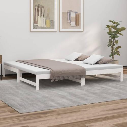 Daybed med udtræk 2x(100x200) cm massivt fyrretræ hvid