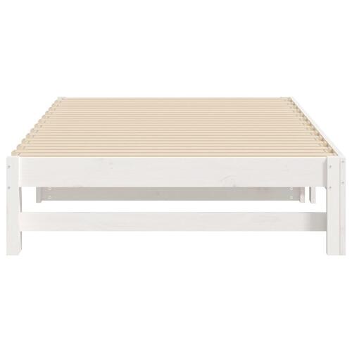 Daybed med udtræk 2x(100x200) cm massivt fyrretræ hvid