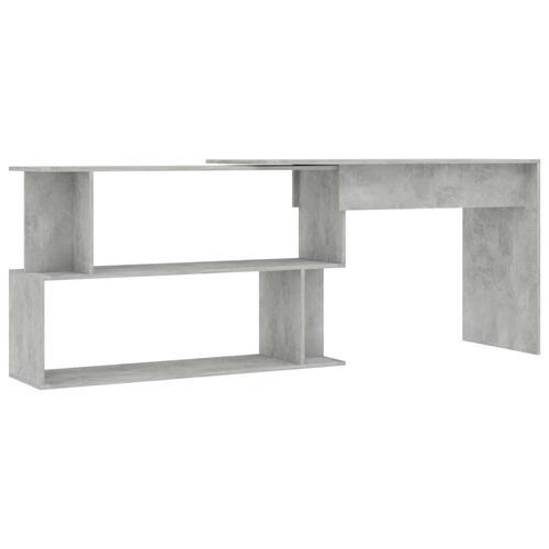 Skrivebord til hjørne 200x50x76 cm konstrueret træ betongrå