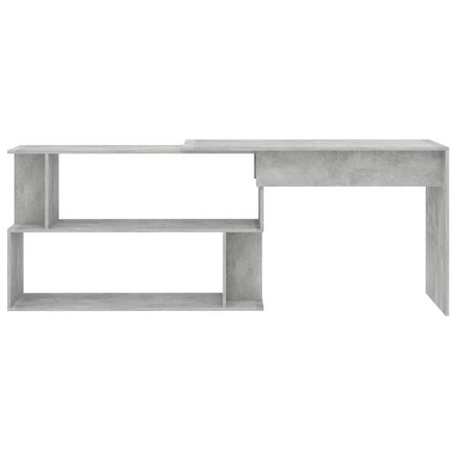 Skrivebord til hjørne 200x50x76 cm konstrueret træ betongrå