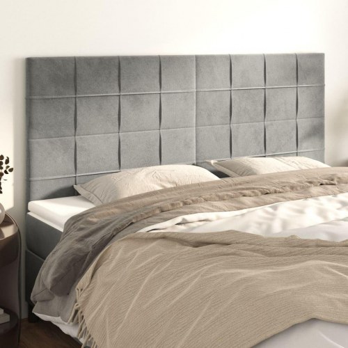 Sengegavl lysegrå 160 x 5 x 118/128 cm i fløjl