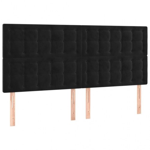 Sengegavl i sort fløjl 180 x 5 x 118/128 cm