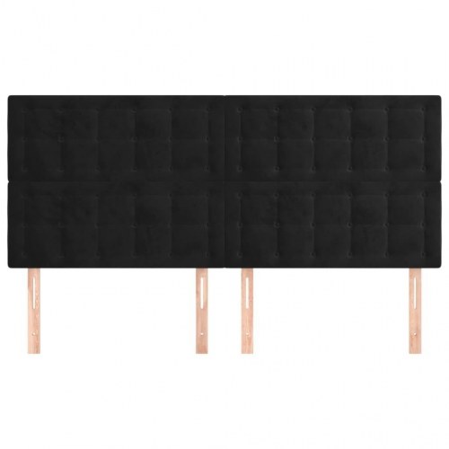 Sengegavl i sort fløjl 180 x 5 x 118/128 cm
