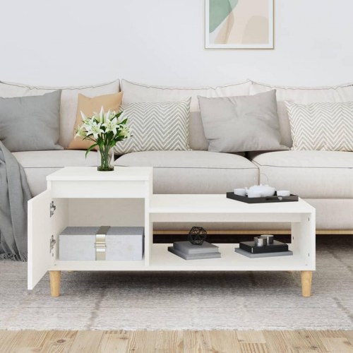 Sofabord 100x50x45 cm konstrueret træ hvid
