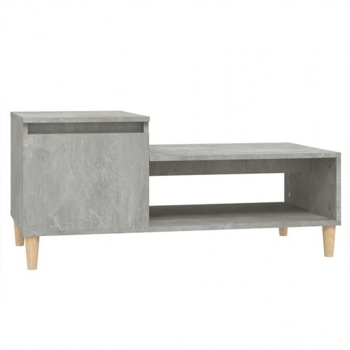 Sofabord i konstrueret træ med opbevaring 100×50×45 cm - betongrå