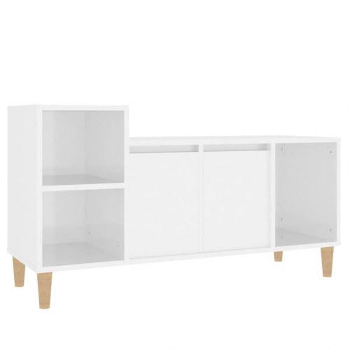 Tv-bord 100x35x55 cm konstrueret træ hvid højglans