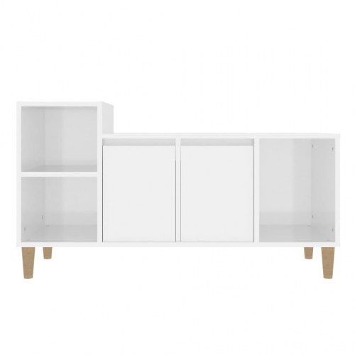 Tv-bord 100x35x55 cm konstrueret træ hvid højglans