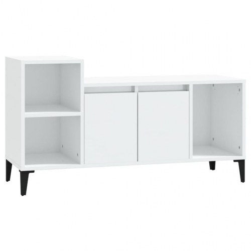 Tv-bord 100x35x55 cm konstrueret træ hvid højglans