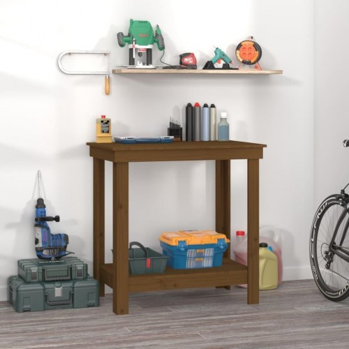 Arbejdsbord 80x50x80 cm massivt fyrretræ gyldenbrun