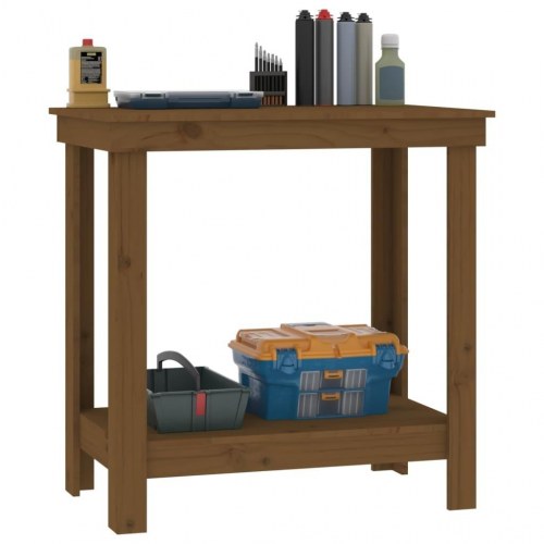 Arbejdsbord 80x50x80 cm massivt fyrretræ gyldenbrun