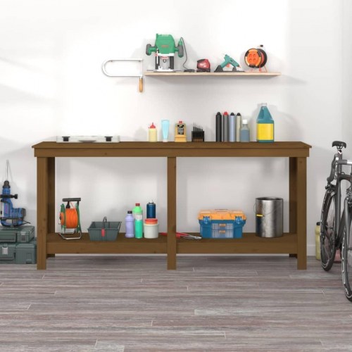 Arbejdsbord i massivt fyrretræ 180 × 50 × 80 cm - gyldenbrun