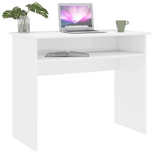 Skrivebord 90x50x74 cm konstrueret træ hvid højglans