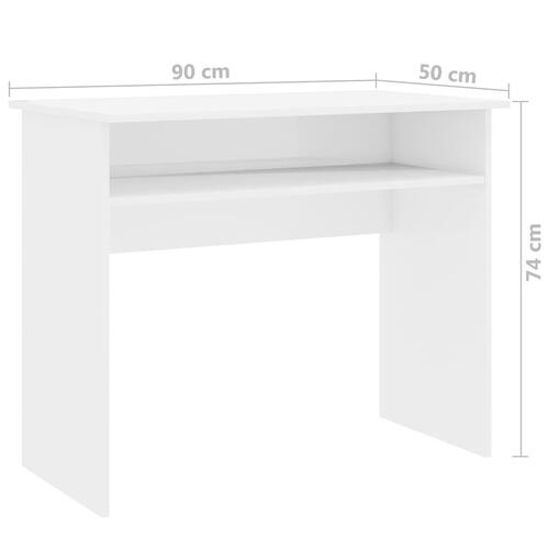 Skrivebord 90x50x74 cm konstrueret træ hvid højglans