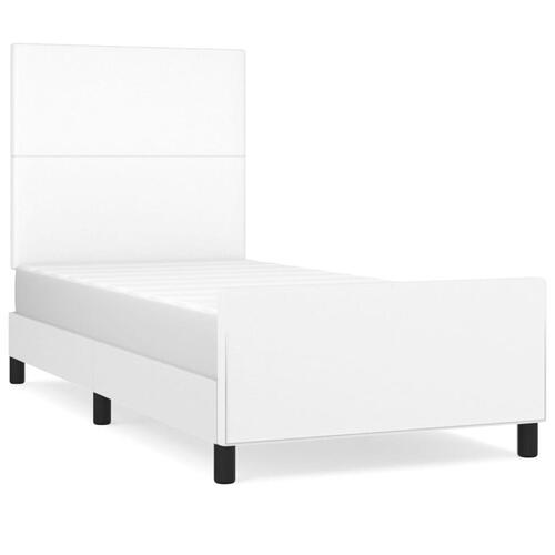 Sengeramme med sengegavl 90x200 cm kunstlæder hvid