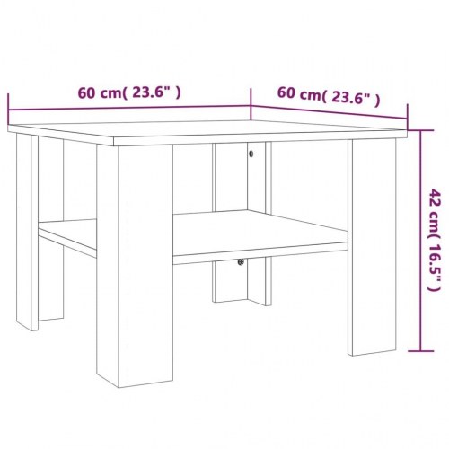 Sofabord i konstrueret træ - 60 × 60 × 42 cm, røget egetræsfarve