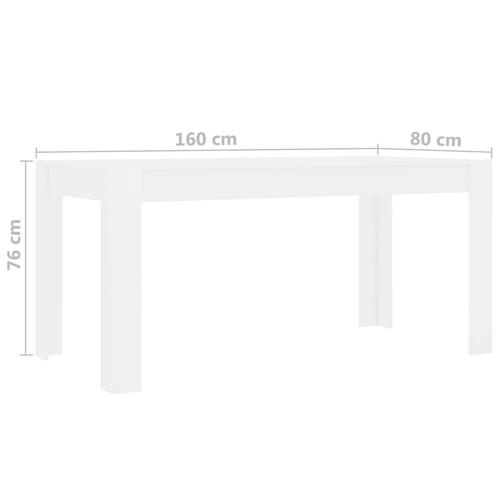 Spisebord 160 x 80 x 76 cm spånplade hvid