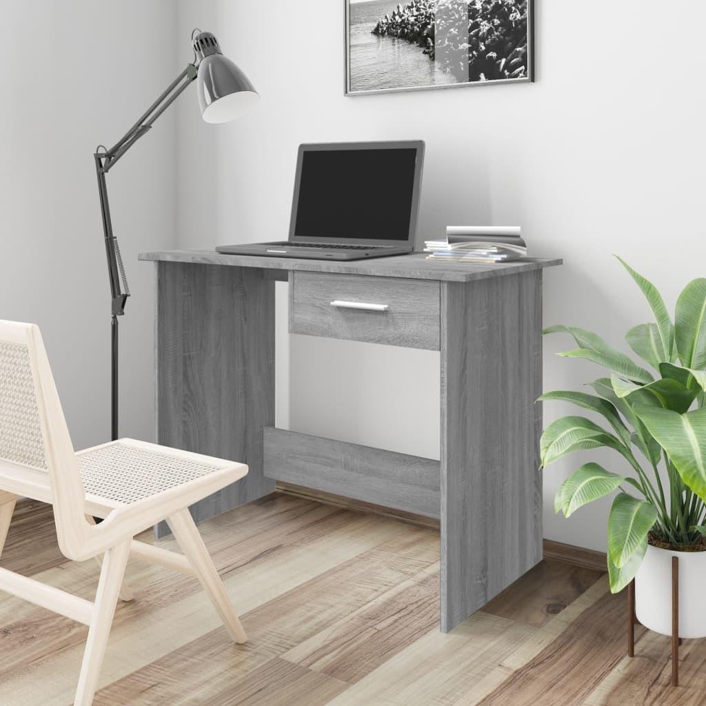 Skrivebord 100x50x76 cm konstrueret træ grå sonoma-eg