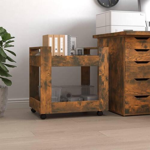 Kontorvogn 60x45x60 cm konstrueret træ røget egetræsfarve