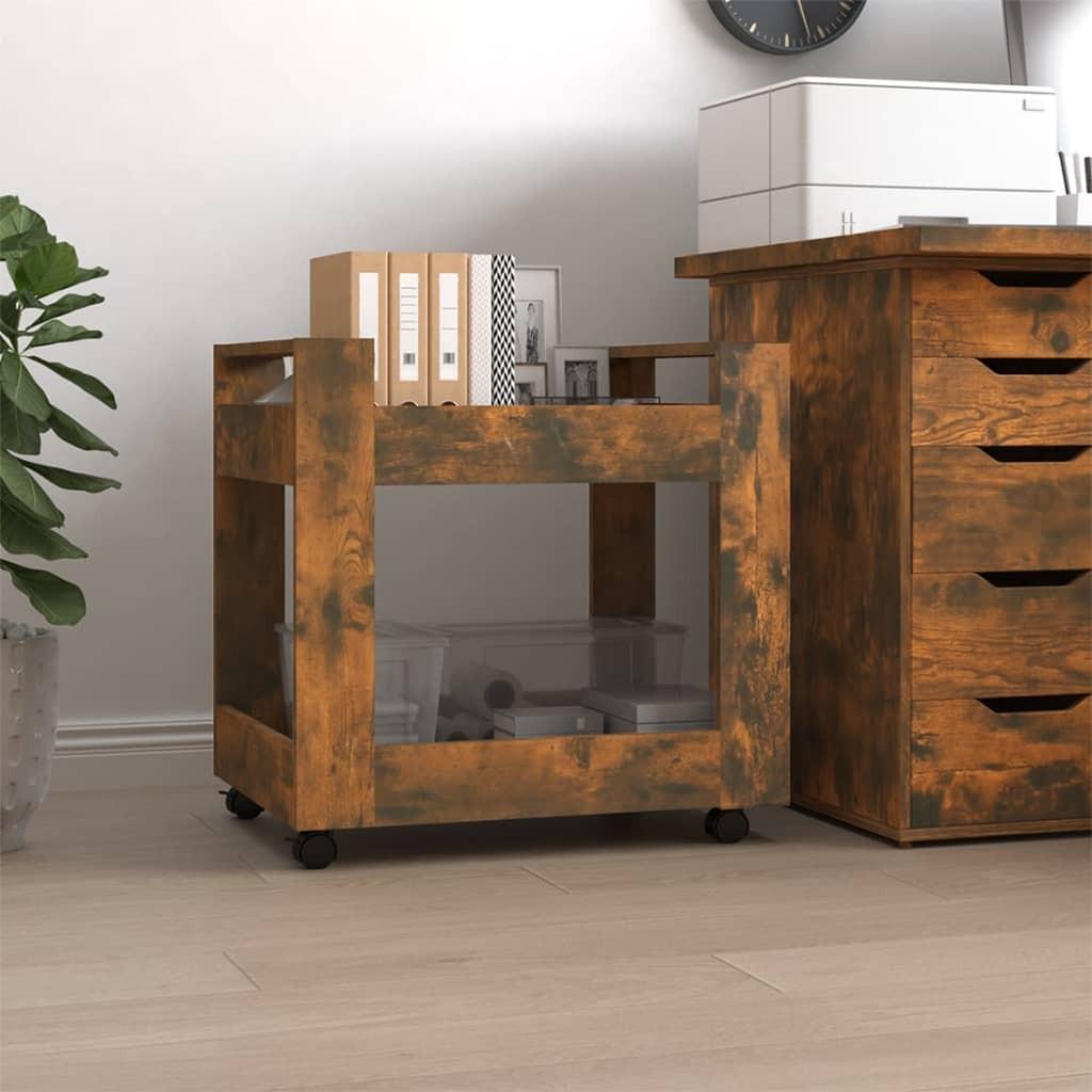 Kontorvogn 60x45x60 cm konstrueret træ røget egetræsfarve