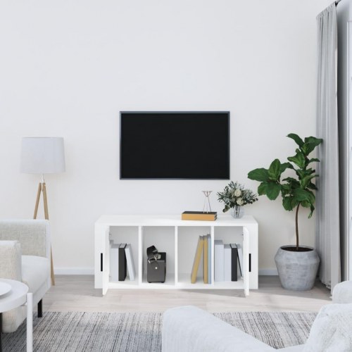 TV-bord 100×35×40 cm i konstrueret træ - hvid