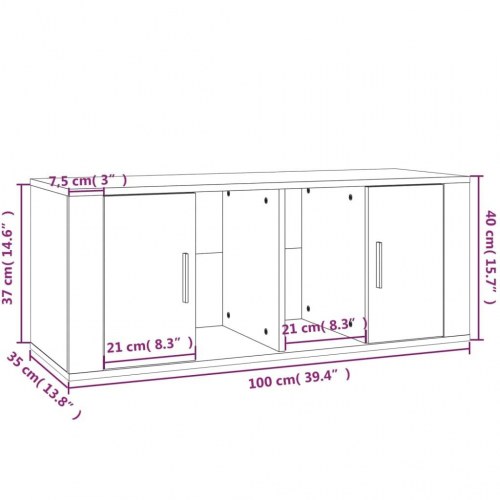 TV-bord 100×35×40 cm i konstrueret træ - hvid