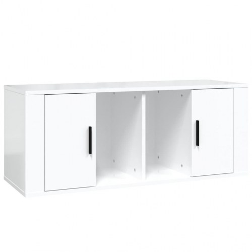 Tv-bord 100x35x40 cm konstrueret træ hvid højglans