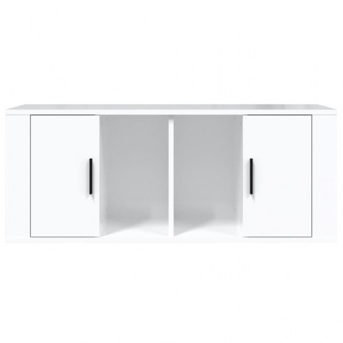 Tv-bord 100x35x40 cm konstrueret træ hvid højglans