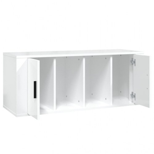 Tv-bord 100x35x40 cm konstrueret træ hvid højglans