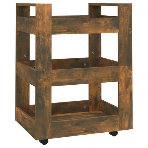 Køkkenvogn 60x45x80 cm konstrueret træ røget egetræsfarve