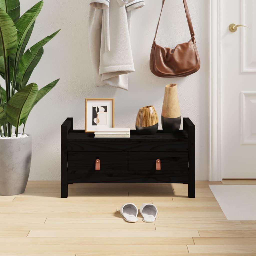 Entrébænk 80x40x43 cm massivt fyrretræ sort